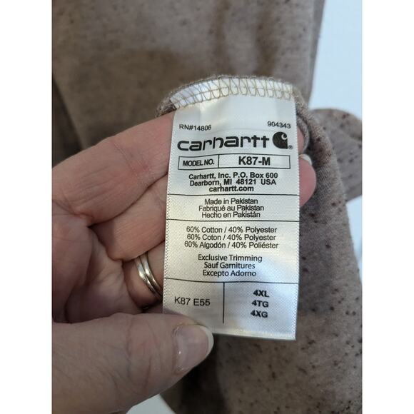 CARHARTT Men 4X Loose Fit Heavyweight Short-Sleeve Pocket T-Shirt Speckled Beige - Picture 4 of 6